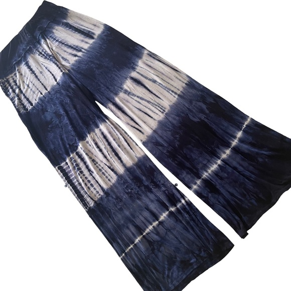 ❌SOLD❌  S-Twelve    Palazzo Pants, Blue & White TieDyed   Size Medium     NWT - Picture 6 of 8